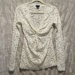 Lace Long Sleeve Shirt, Size Small